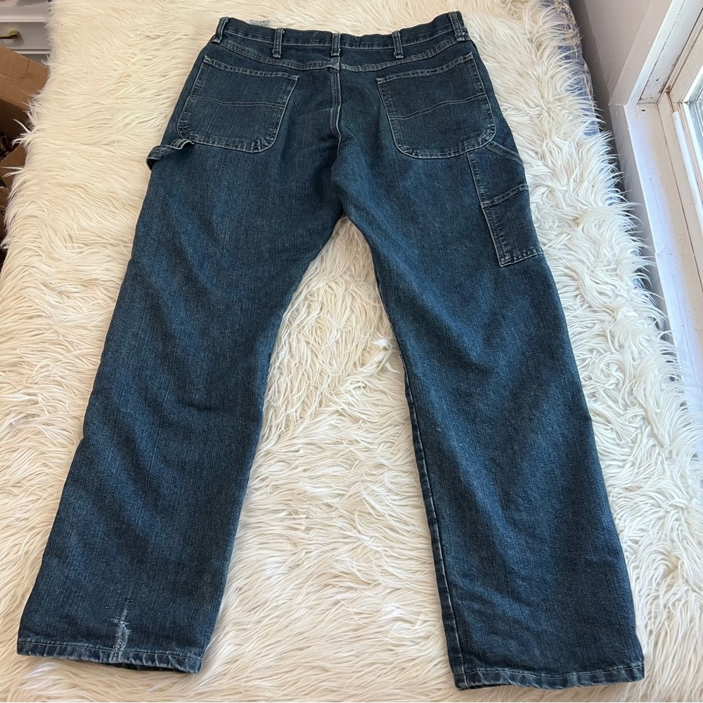 Vintage Y2K Wrangler Straight Skater Dark Wash Carpenter Denim Jeans Mens 36x32